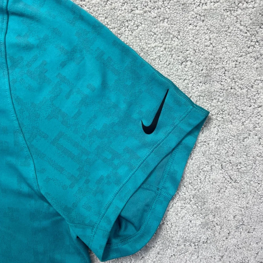 Nike Tiger Woods Collection Polo Shirt Mens XXXL‎ Teal Dri-Fit Geometric Golf